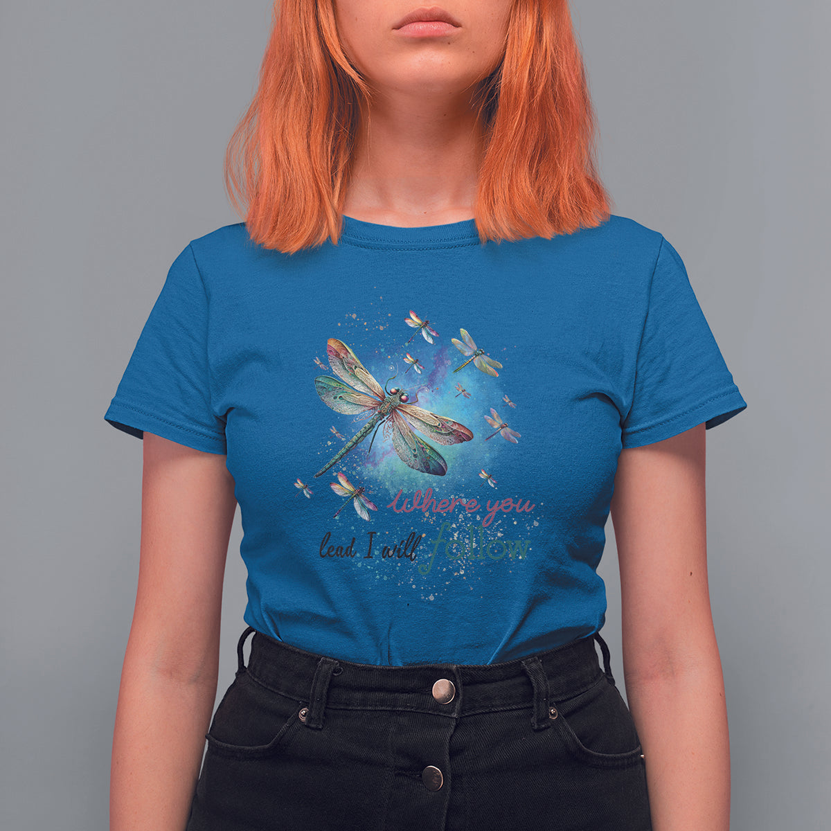 Where You Lead I Will Follow Nostalgic Spiritual Dragonfly T-Shirt for Women, Dragonfly Gift for Insect Lover, Spiritual Shirt T Shirt For Women - Wonder Print Shop