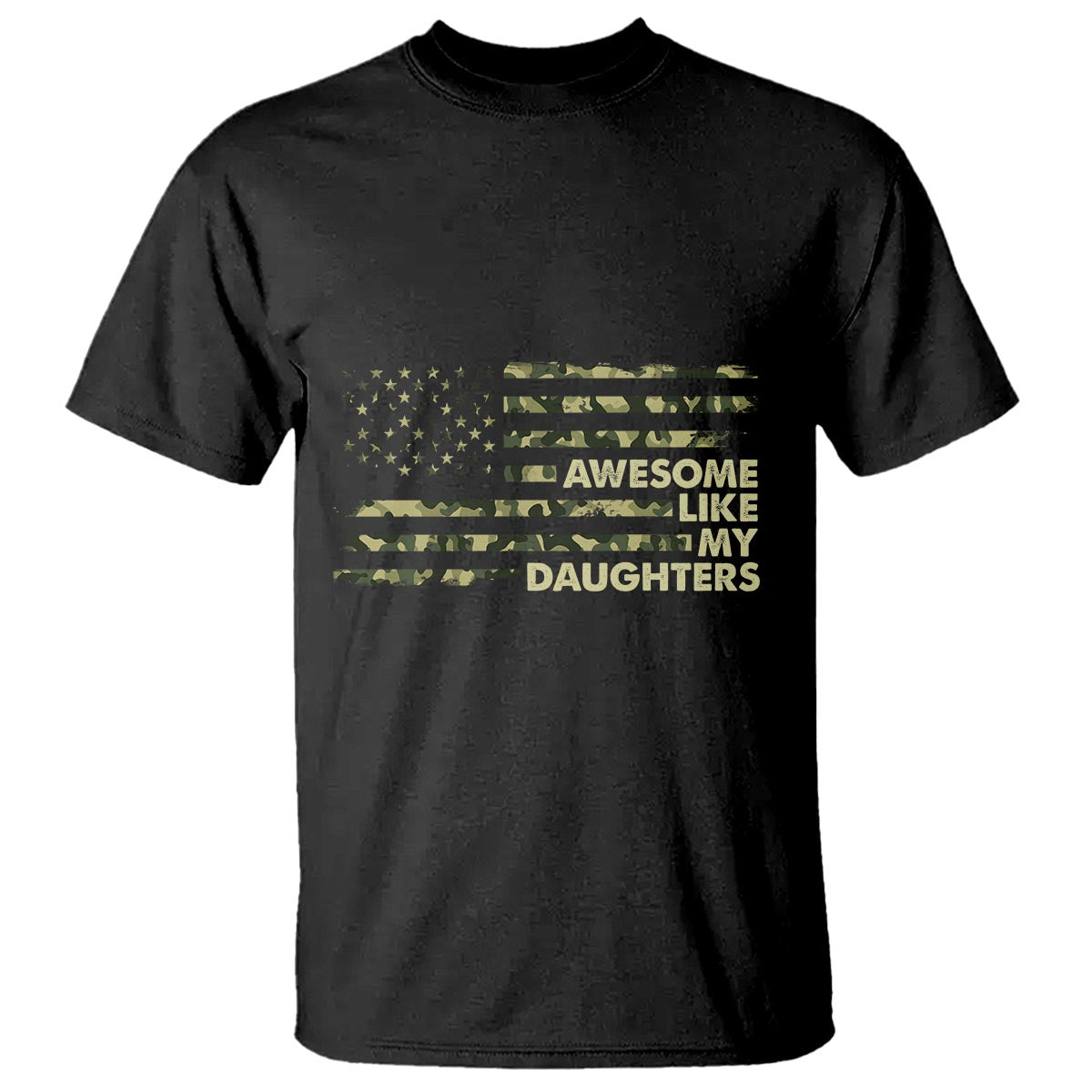 Awesome Like My Daughters T Shirt Parents' Day Camo American Flag - Wonder Print Shop