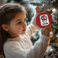 Funny American Canadan Bleached Christmas Ornament US EH America Canada Flag Messy Bun - Wonder Print Shop