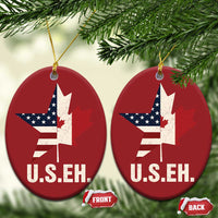 Funny American Canadan Christmas Ornament US EH Canada Maple Leaf America Star Flag - Wonder Print Shop