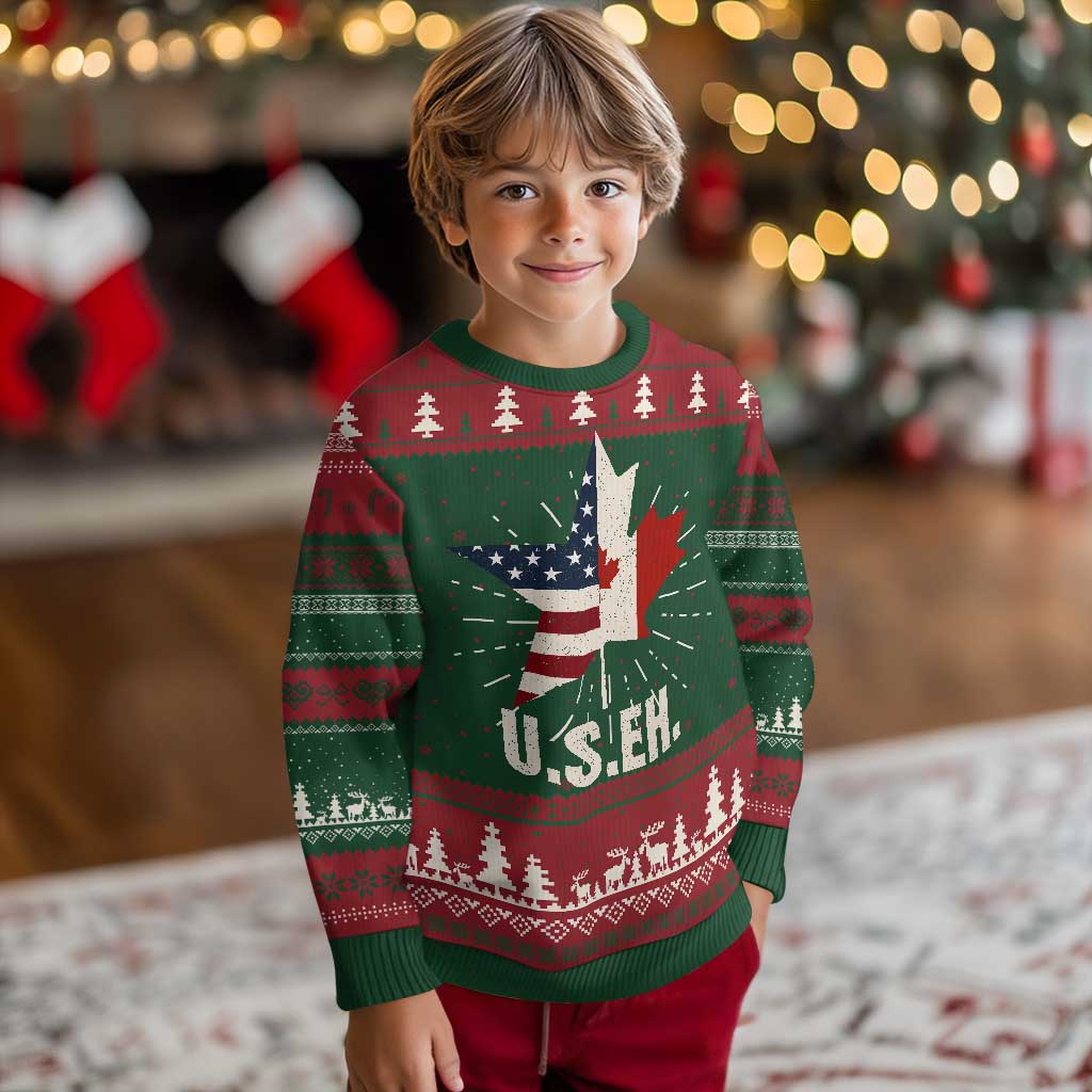 Funny American Canadan Ugly Christmas Sweater US EH Canada Maple Leaf America Star Flag - Wonder Print Shop