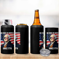 Funny Patriotic Founding Father 4 in 1 Can Cooler Tumbler No Kings in America Since 1776 4th of July - Wonder Print Shop