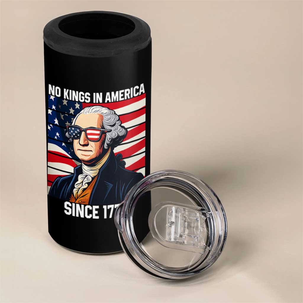 Funny Patriotic Founding Father 4 in 1 Can Cooler Tumbler No Kings in America Since 1776 4th of July - Wonder Print Shop