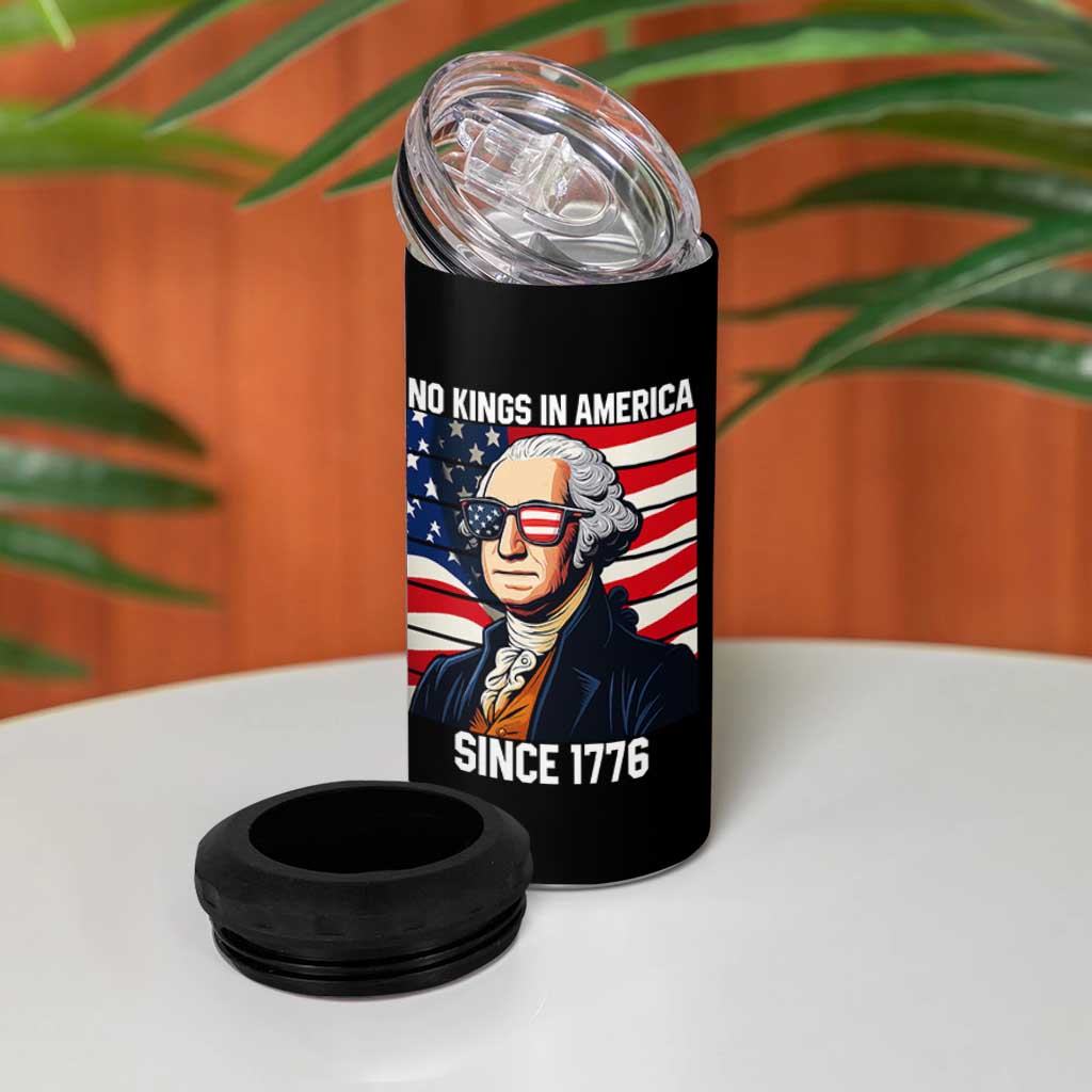 Funny Patriotic Founding Father 4 in 1 Can Cooler Tumbler No Kings in America Since 1776 4th of July - Wonder Print Shop