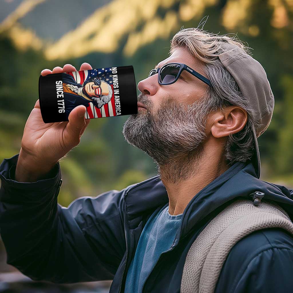 Funny Patriotic Founding Father 4 in 1 Can Cooler Tumbler No Kings in America Since 1776 4th of July - Wonder Print Shop