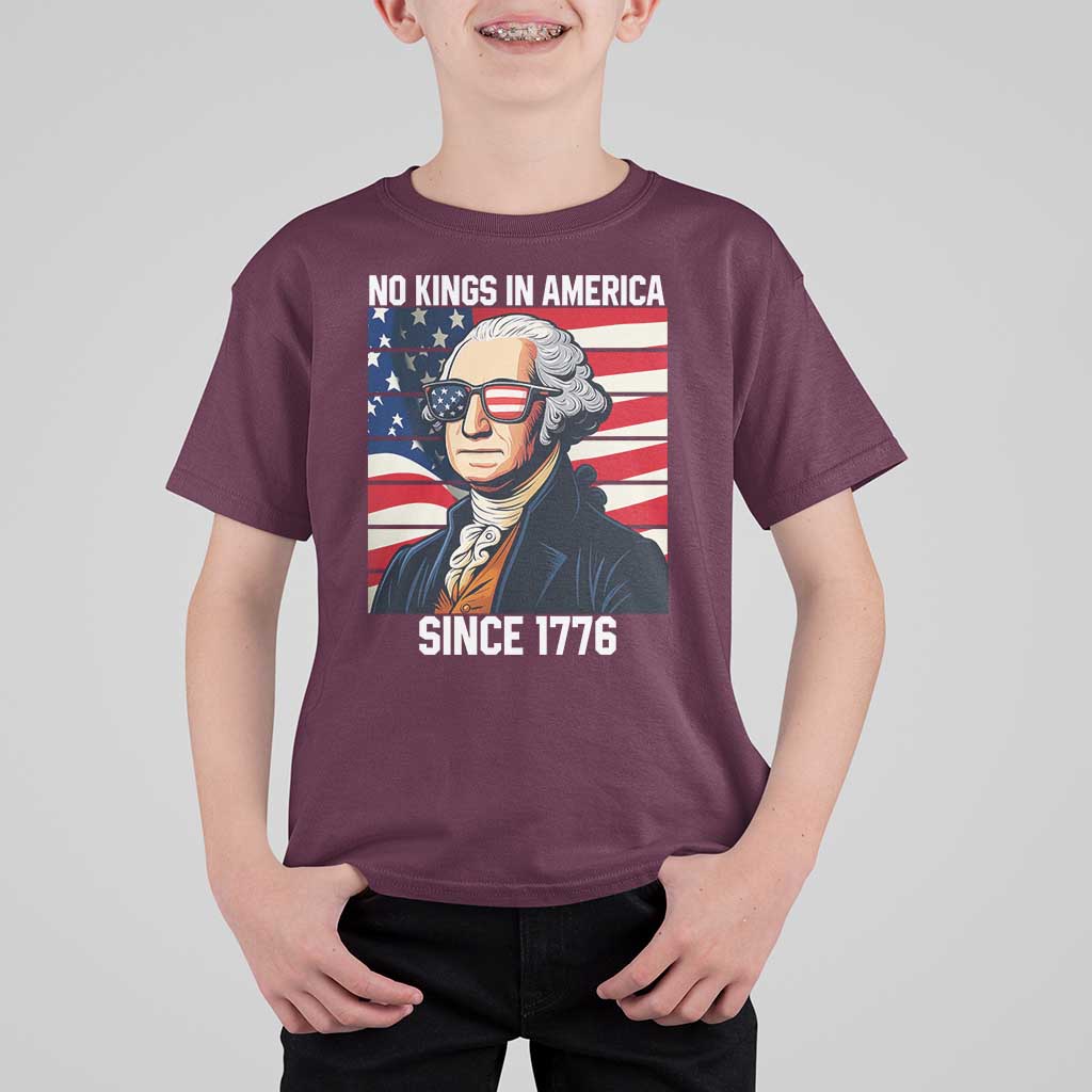 Funny Patriotic Founding Father T Shirt For Kid No Kings in America Since 1776 4th of July - Wonder Print Shop