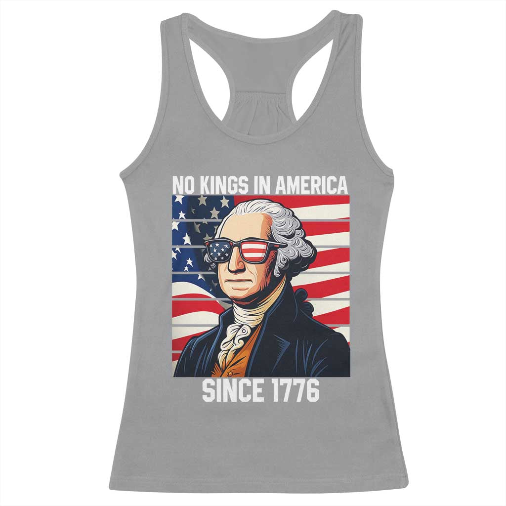 Funny Patriotic Founding Father Racerback Tank Top No Kings in America Since 1776 4th of July - Wonder Print Shop