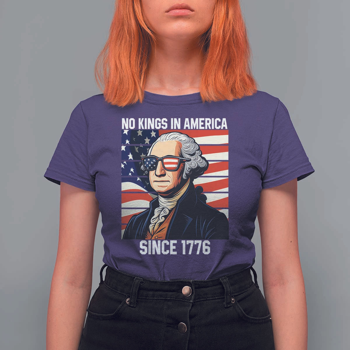 Funny Patriotic Founding Father T Shirt For Women No Kings in America Since 1776 4th of July - Wonder Print Shop