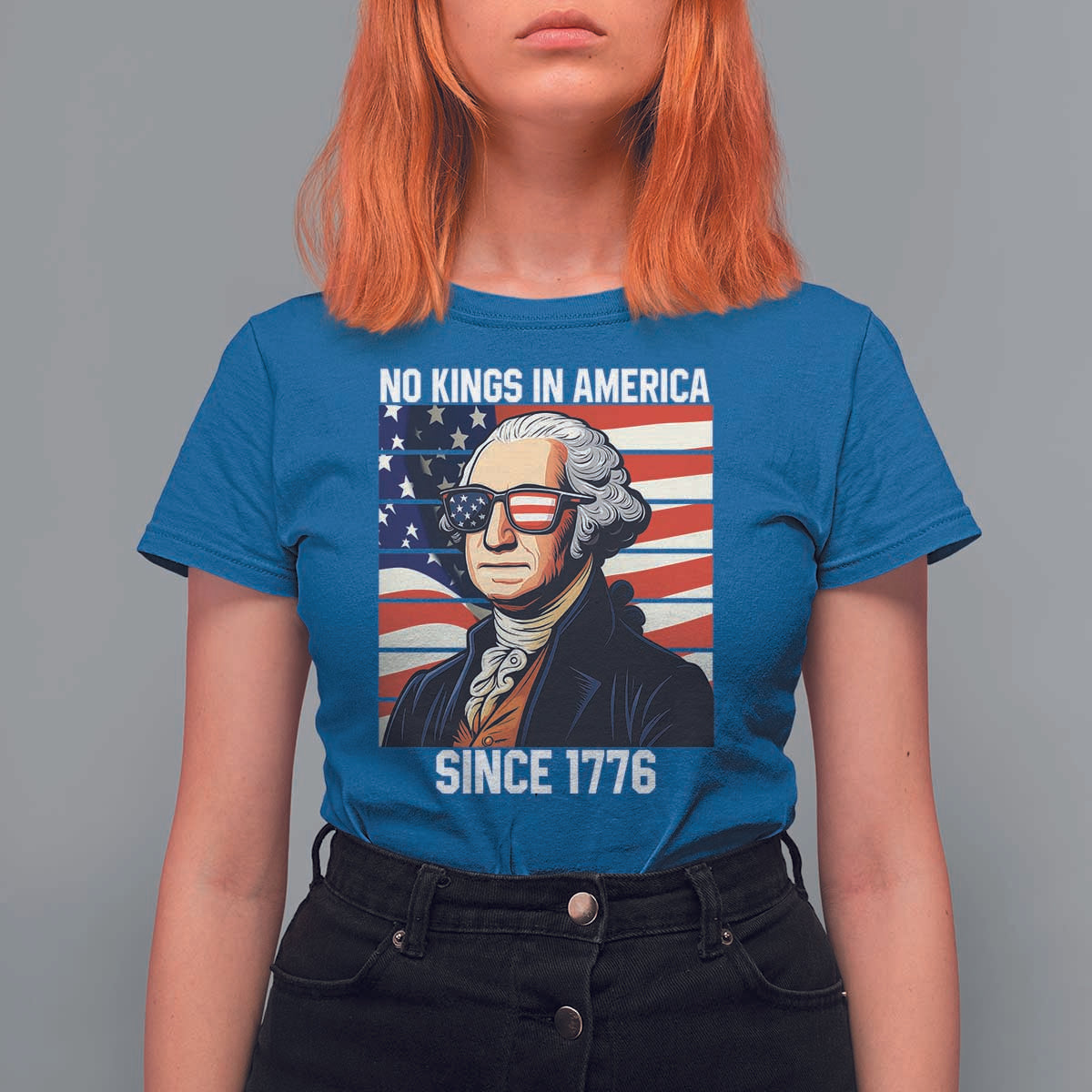 Funny Patriotic Founding Father T Shirt For Women No Kings in America Since 1776 4th of July - Wonder Print Shop