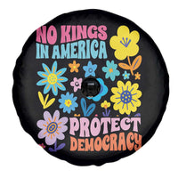 No Kings in America Protect Democracy Spare Tire Cover Colorful Flowers Patriotic Feminists - Wonder Print Shop