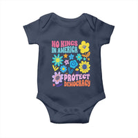 No Kings in America Protect Democracy Baby Onesie Colorful Flowers Patriotic Feminists - Wonder Print Shop
