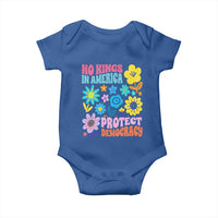 No Kings in America Protect Democracy Baby Onesie Colorful Flowers Patriotic Feminists - Wonder Print Shop
