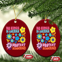 No Kings in America Protect Democracy Ceramic Ornament Colorful Flowers Patriotic Feminists - Wonder Print Shop