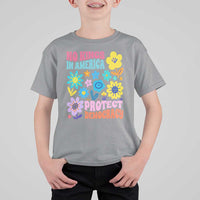 No Kings in America Protect Democracy T Shirt For Kid Colorful Flowers Patriotic Feminists - Wonder Print Shop