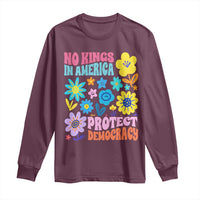 No Kings in America Protect Democracy Long Sleeve Shirt Colorful Flowers Patriotic Feminists - Wonder Print Shop