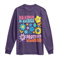 No Kings in America Protect Democracy Long Sleeve Shirt Colorful Flowers Patriotic Feminists - Wonder Print Shop