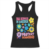 No Kings in America Protect Democracy Racerback Tank Top Colorful Flowers Patriotic Feminists - Wonder Print Shop