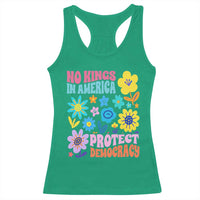 No Kings in America Protect Democracy Racerback Tank Top Colorful Flowers Patriotic Feminists - Wonder Print Shop