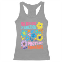 No Kings in America Protect Democracy Racerback Tank Top Colorful Flowers Patriotic Feminists - Wonder Print Shop