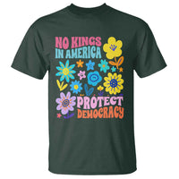 No Kings in America Protect Democracy T Shirt Colorful Flowers Patriotic Feminists - Wonder Print Shop