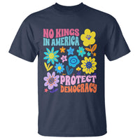 No Kings in America Protect Democracy T Shirt Colorful Flowers Patriotic Feminists - Wonder Print Shop