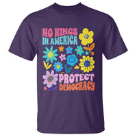 No Kings in America Protect Democracy T Shirt Colorful Flowers Patriotic Feminists - Wonder Print Shop