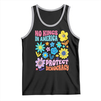 No Kings in America Protect Democracy Tank Top Colorful Flowers Patriotic Feminists - Wonder Print Shop