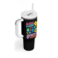 No Kings in America Protect Democracy Tumbler With Handle Colorful Flowers Patriotic Feminists - Wonder Print Shop