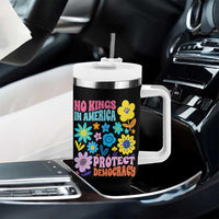 No Kings in America Protect Democracy Tumbler With Handle Colorful Flowers Patriotic Feminists - Wonder Print Shop