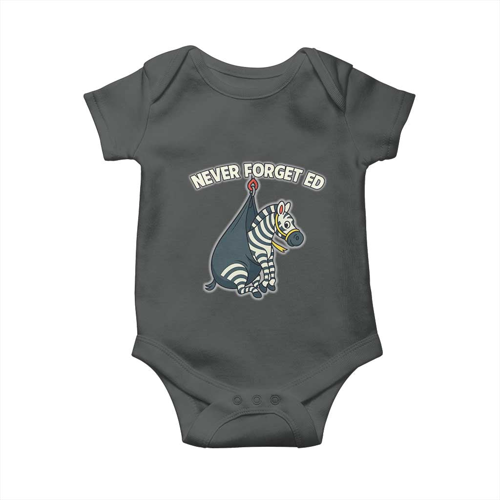 Never Forget Ed The Zebra Meme Baby Onesie Funny Viral Animal Escape Internet Humor Fans - Wonder Print Shop