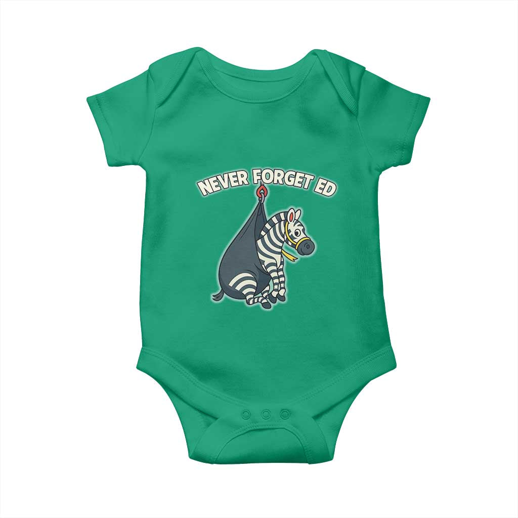 Never Forget Ed The Zebra Meme Baby Onesie Funny Viral Animal Escape Internet Humor Fans - Wonder Print Shop