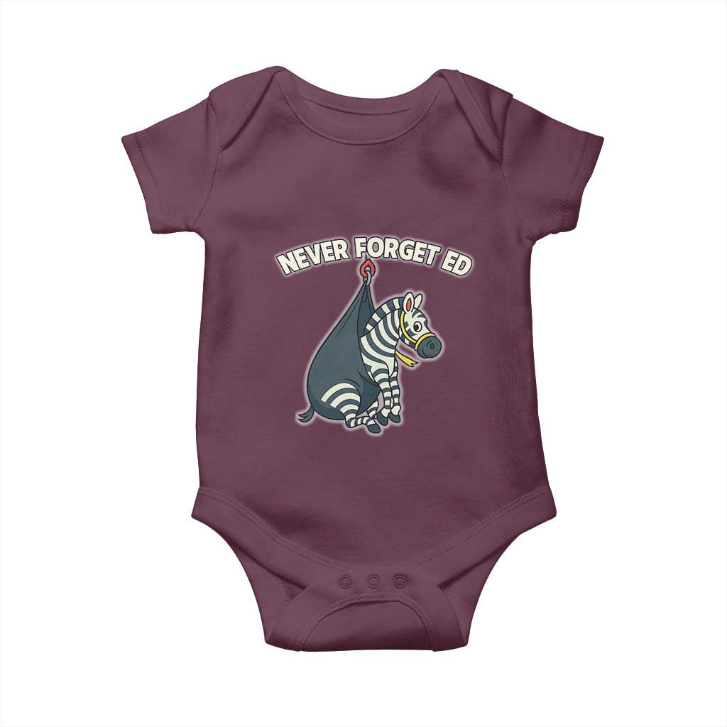 Never Forget Ed The Zebra Meme Baby Onesie Funny Viral Animal Escape Internet Humor Fans - Wonder Print Shop
