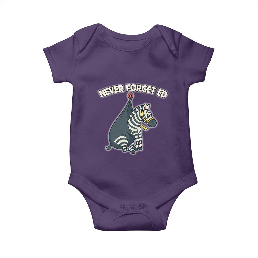 Never Forget Ed The Zebra Meme Baby Onesie Funny Viral Animal Escape Internet Humor Fans - Wonder Print Shop