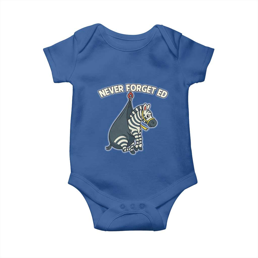 Never Forget Ed The Zebra Meme Baby Onesie Funny Viral Animal Escape Internet Humor Fans - Wonder Print Shop