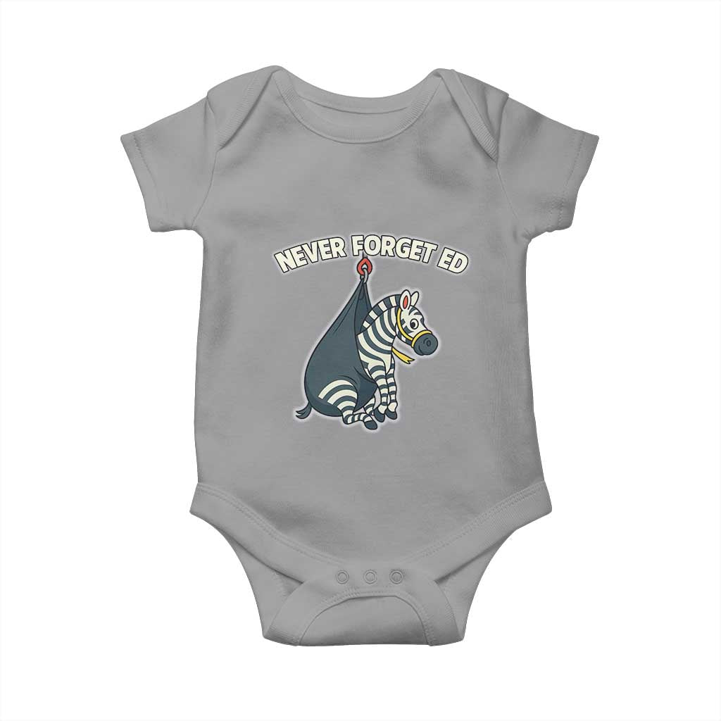 Never Forget Ed The Zebra Meme Baby Onesie Funny Viral Animal Escape Internet Humor Fans - Wonder Print Shop