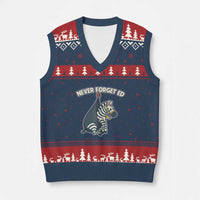 Never Forget Ed The Zebra Meme V-Neck Knit Sweater Vest Funny Viral Animal Escape Internet Humor Fans - Wonder Print Shop