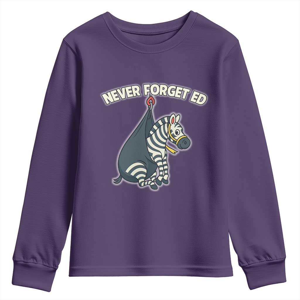 Never Forget Ed The Zebra Meme Youth Sweatshirt Funny Viral Animal Escape Internet Humor Fans - Wonder Print Shop