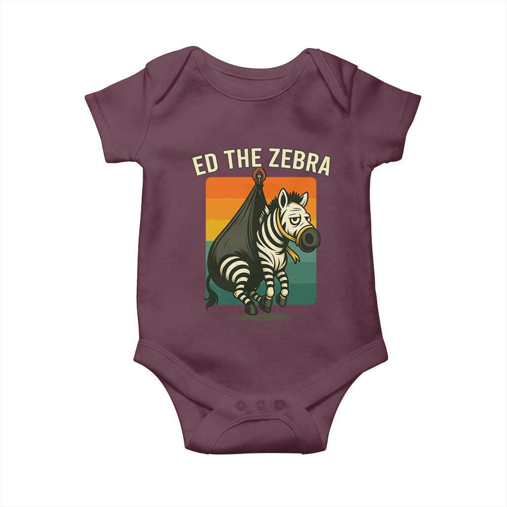 Retro Ed the Zebra Meme Baby Onesie Funny Viral Escape Animal - Wonder Print Shop
