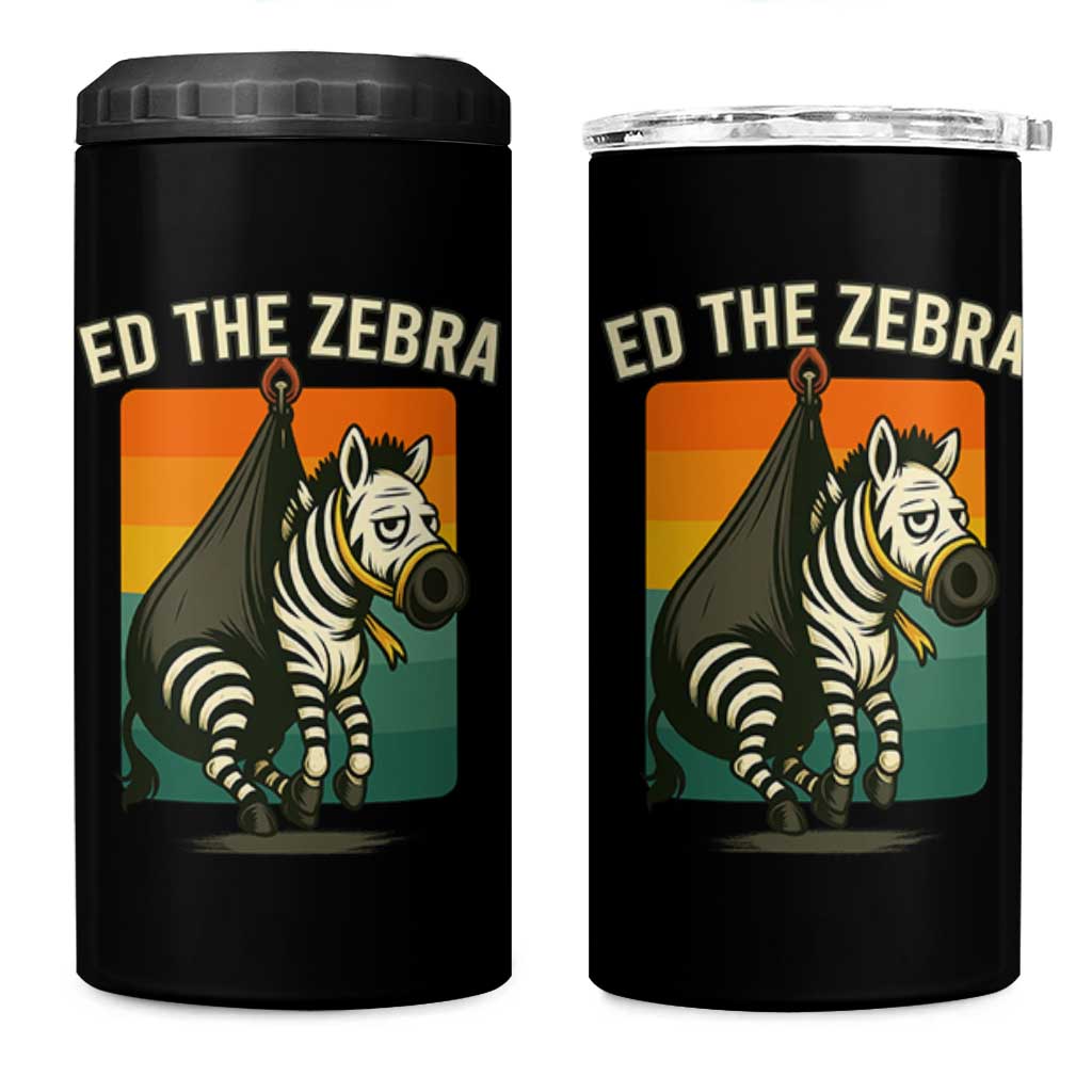 Retro Ed the Zebra Meme 4 in 1 Can Cooler Tumbler Funny Viral Escape Animal - Wonder Print Shop