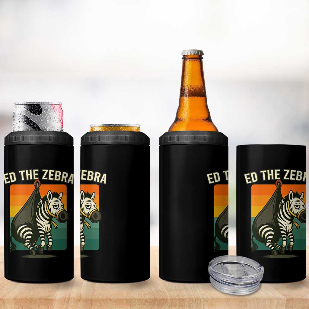 Retro Ed the Zebra Meme 4 in 1 Can Cooler Tumbler Funny Viral Escape Animal - Wonder Print Shop