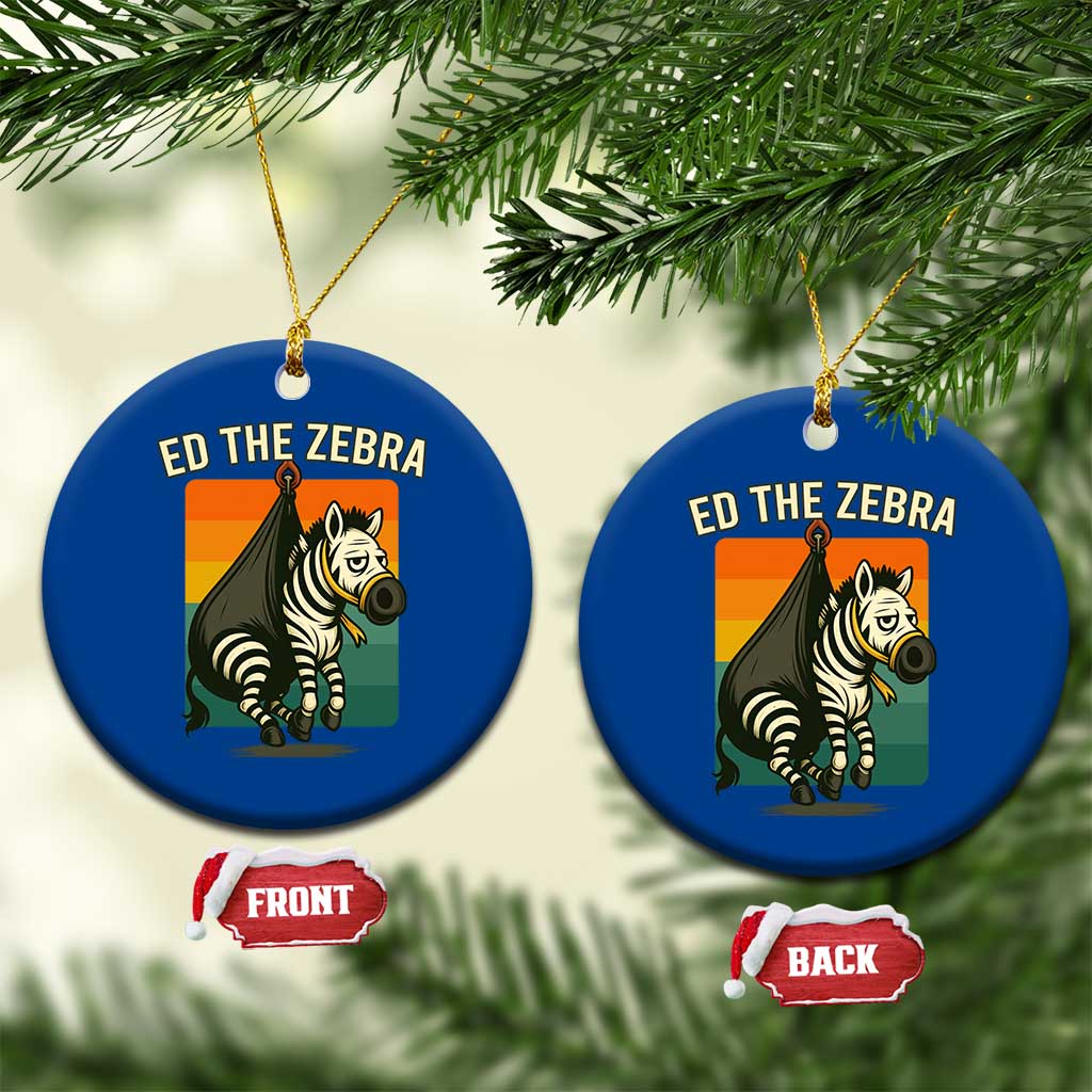 Retro Ed the Zebra Meme Ceramic Ornament Funny Viral Escape Animal - Wonder Print Shop