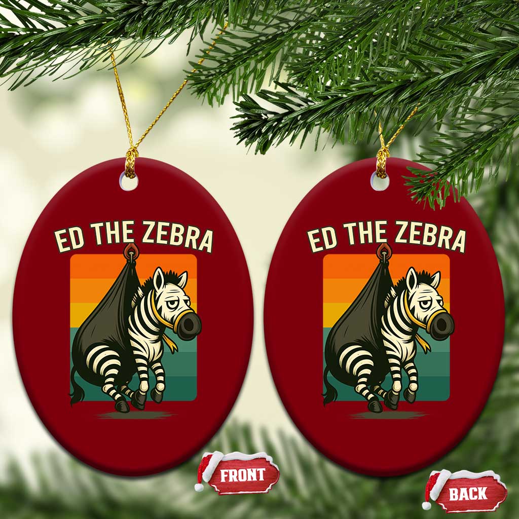 Retro Ed the Zebra Meme Ceramic Ornament Funny Viral Escape Animal - Wonder Print Shop
