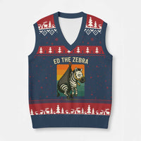 Retro Ed the Zebra Meme V-Neck Knit Sweater Vest Funny Viral Escape Animal - Wonder Print Shop