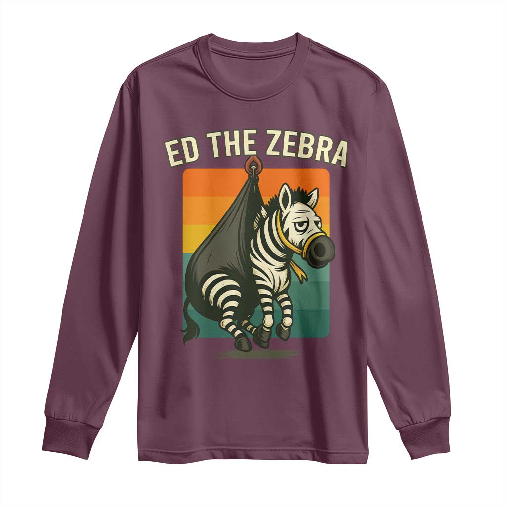 Retro Ed the Zebra Meme Long Sleeve Shirt Funny Viral Escape Animal - Wonder Print Shop