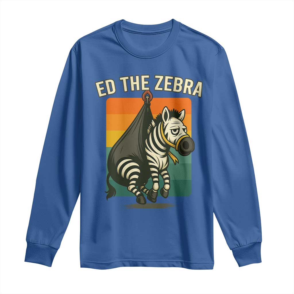 Retro Ed the Zebra Meme Long Sleeve Shirt Funny Viral Escape Animal - Wonder Print Shop