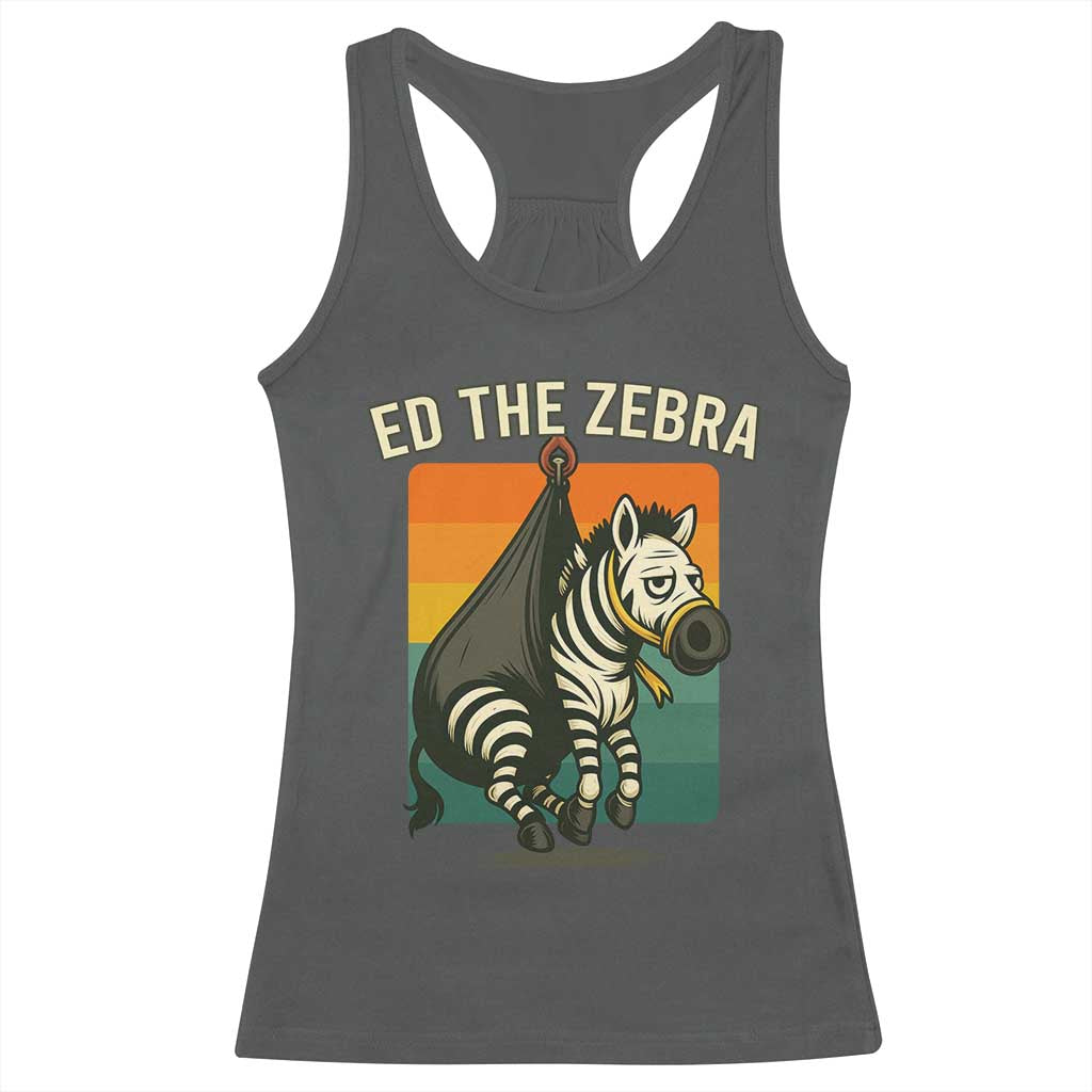 Retro Ed the Zebra Meme Racerback Tank Top Funny Viral Escape Animal - Wonder Print Shop