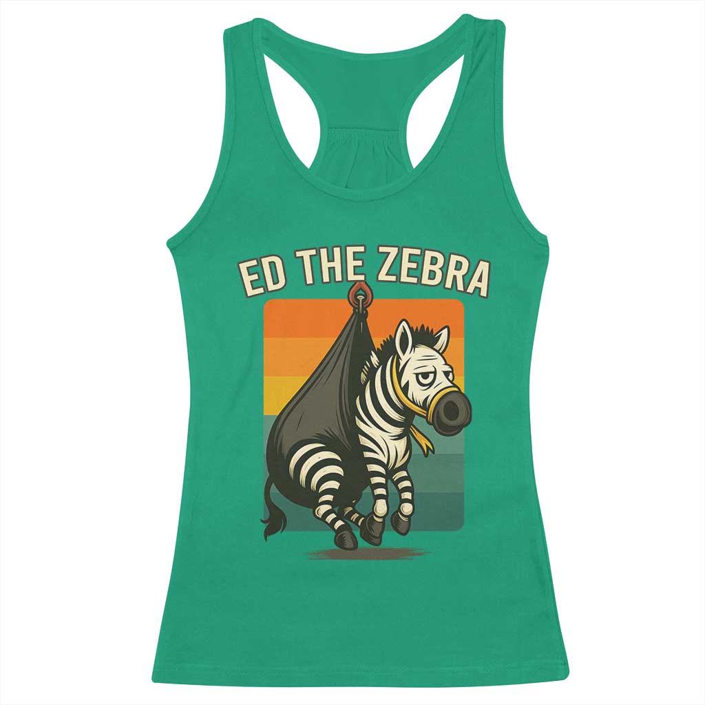 Retro Ed the Zebra Meme Racerback Tank Top Funny Viral Escape Animal - Wonder Print Shop