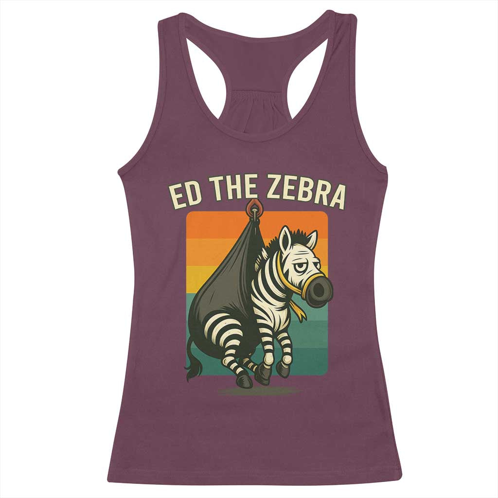 Retro Ed the Zebra Meme Racerback Tank Top Funny Viral Escape Animal - Wonder Print Shop