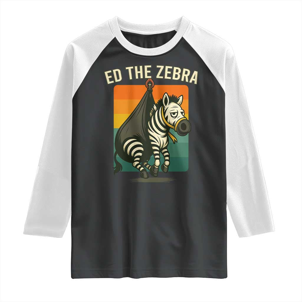Retro Ed the Zebra Meme Raglan Shirt Funny Viral Escape Animal - Wonder Print Shop