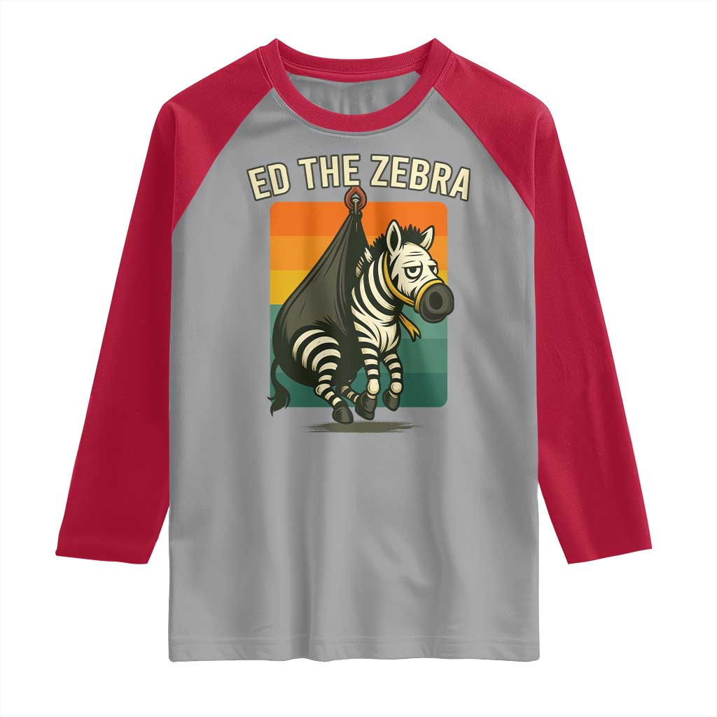 Retro Ed the Zebra Meme Raglan Shirt Funny Viral Escape Animal - Wonder Print Shop